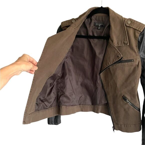 URBAN OUTFITTERS BYCORPUS Army Moto Jacket Moto Asymmetrical Biker Jacket S - Picture 5 of 11
